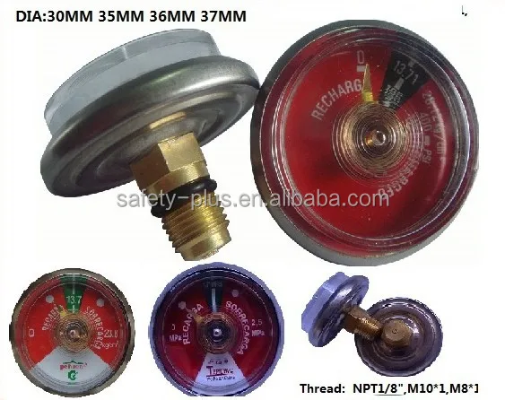 Bourdon tube type spring Pressure gauge for fire extinguisher