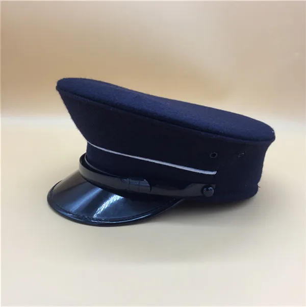 Welcome to custom high crown navy blue wool fabric officer visor cap big lip hats