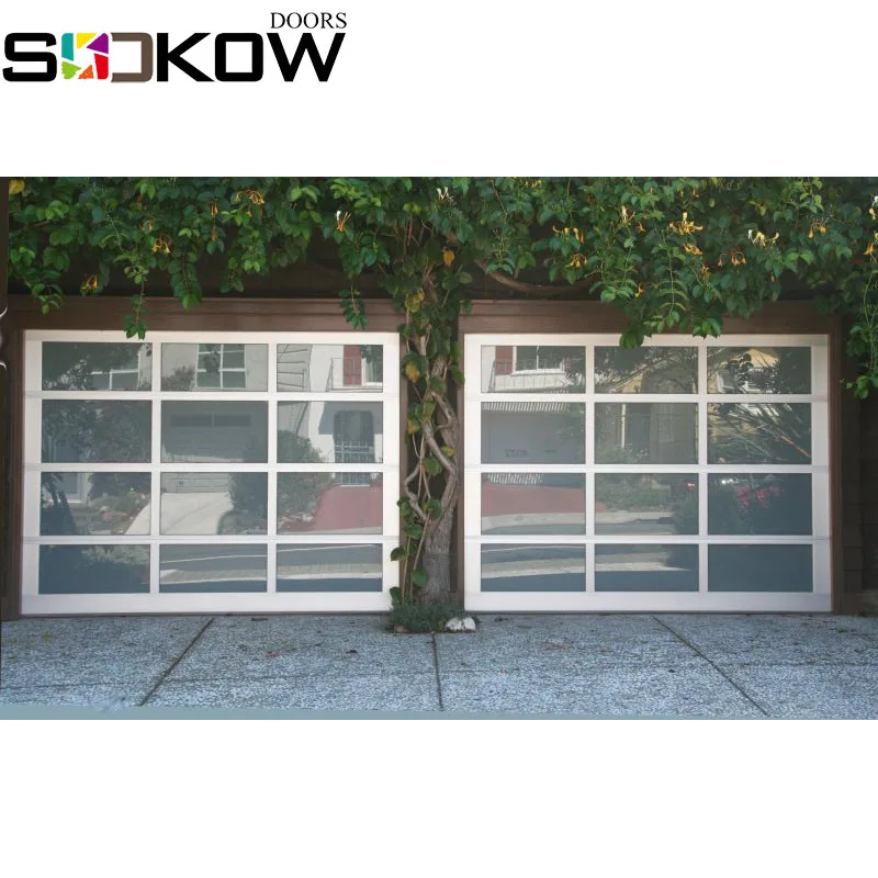 aluminum tempered glass insert sectional garage door