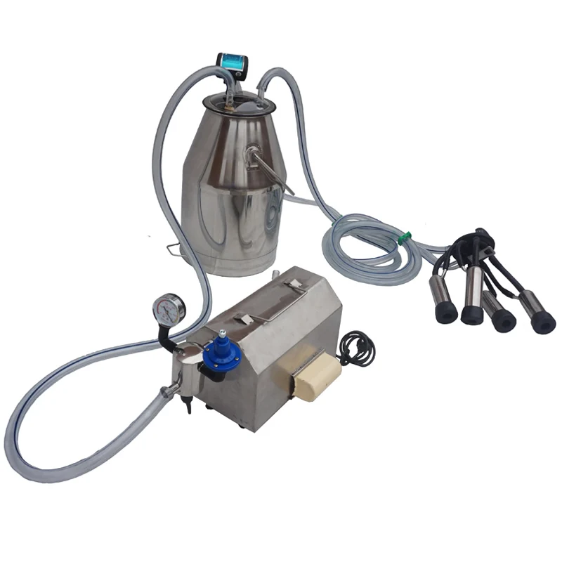 25L stainless steel 304 single bucket vacuum pump cow milking machine