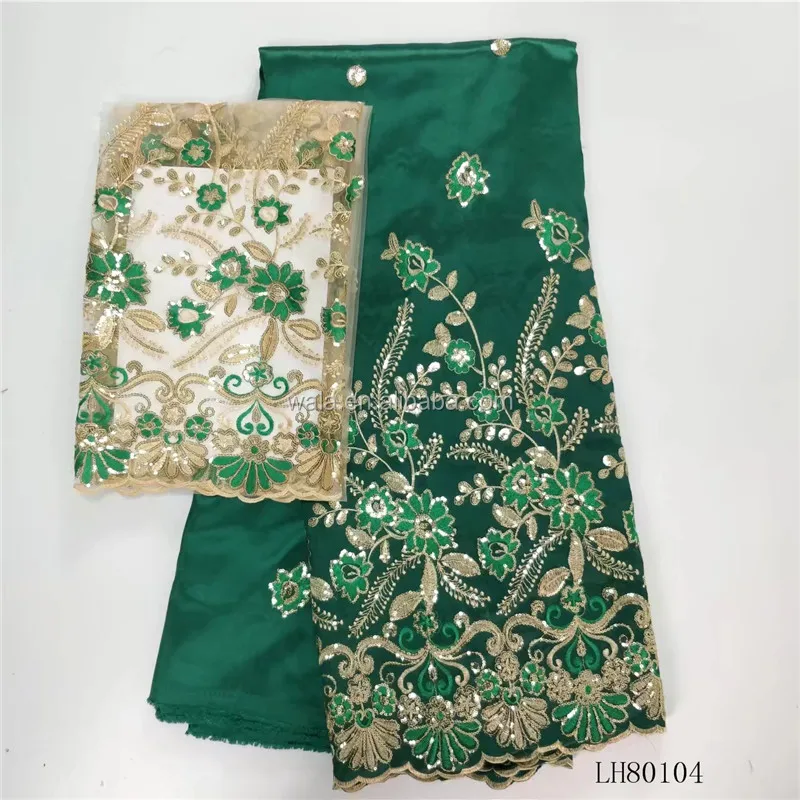 
LH80104 garment fashion dubai nylon cotton silk george bridal lace fabric with sequins 