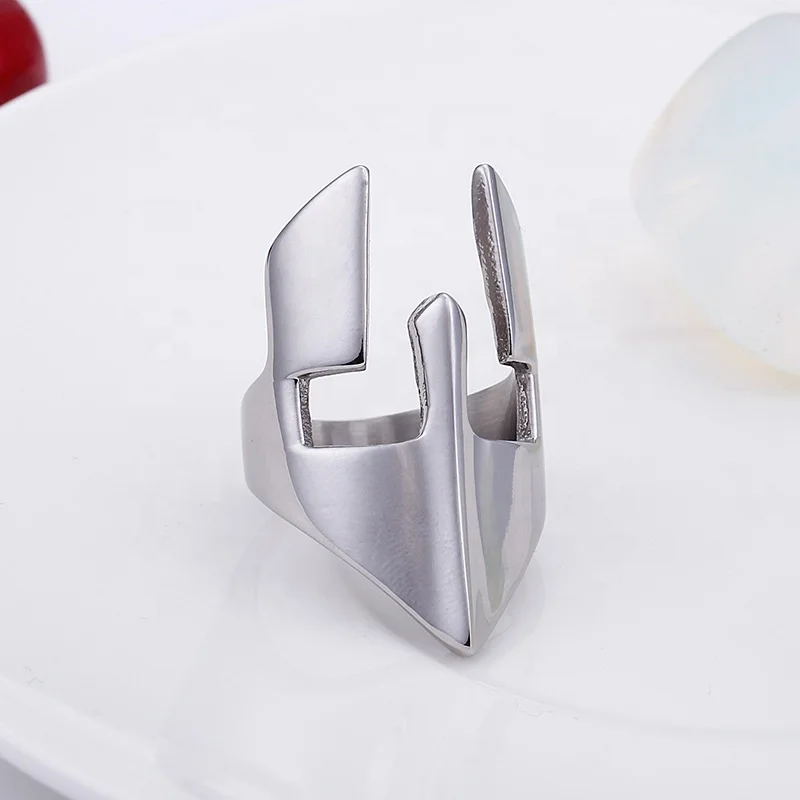 New Design Spartan Warrior Mask 316L Stainless Steel Men Rings