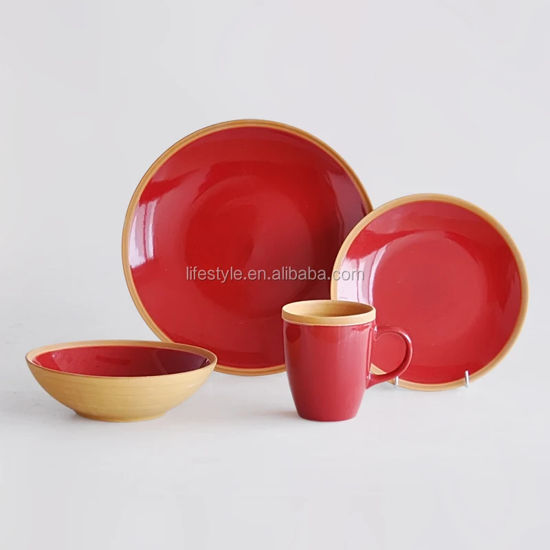 stoneware dinner set with solid colors,set of 16pcs ceramic dinnerware set,16pcs ceramic solid color dinnerware set