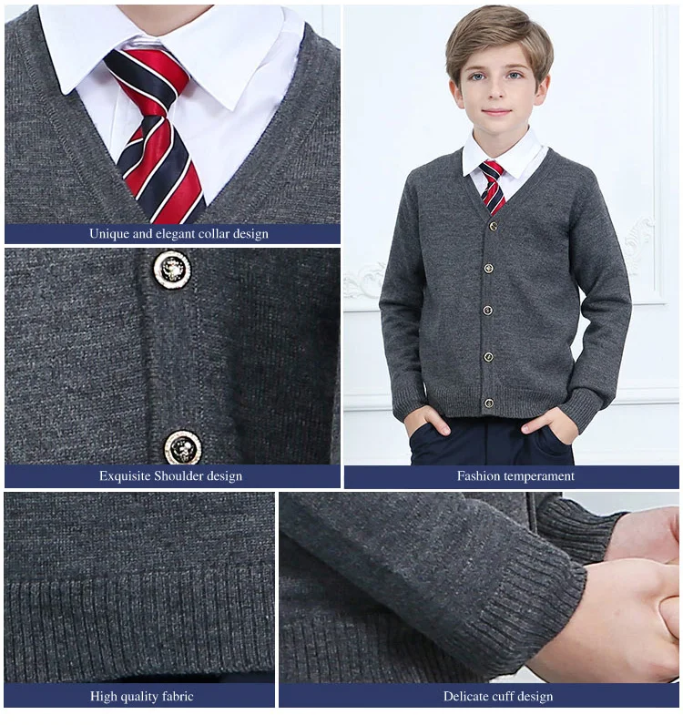 China Uniforms Manufacturer School Uniform Models Sweater Designs for Baby Girls Cardigan Sweater Uniforms
