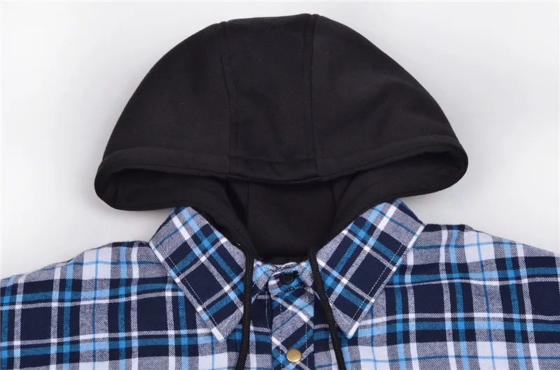 quilted mens thick jacket shirt with hood men winter jacket