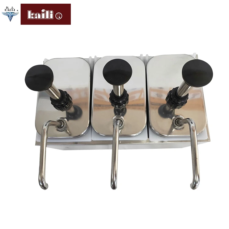 2L Hotel Supply Three head Stainless steel restaurant sauce dispenser ketchup dispenser