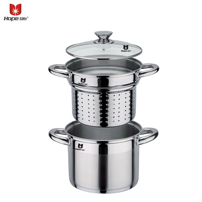 cheap price 3 pieces stainless steel cooking pasta pot cookware set with strainer