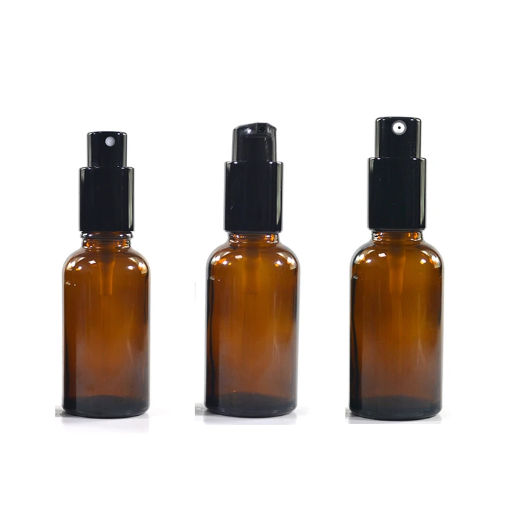 Hot sale Cosmetic bottle 100ml amber perfume lotion serum glass bottle with pump sprayer cap
