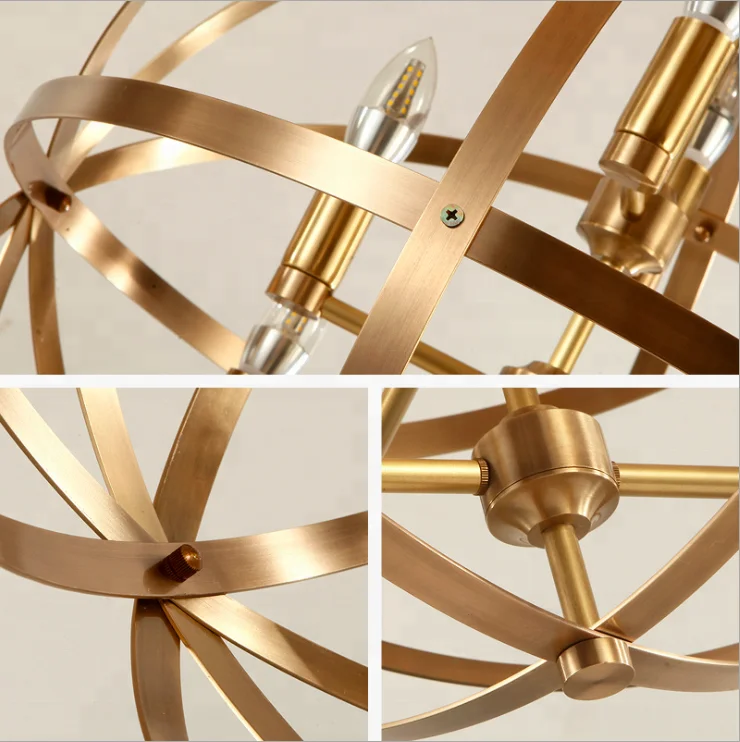 
European Classic Home decorative Round copper pendant hanging light 