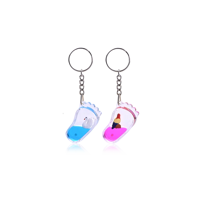 Promotional Plastic Keyrings Creative Boat Shape Oil Liquid Floating Keychain