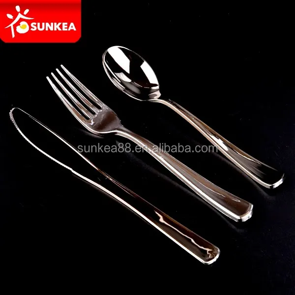 Wholesale cutlery flatware silver look plastic cutlery