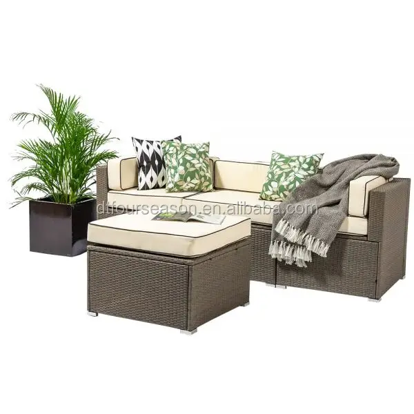 
4 Piece Rattan Conservatory and Garden Sofa Set in Mixed Brown 