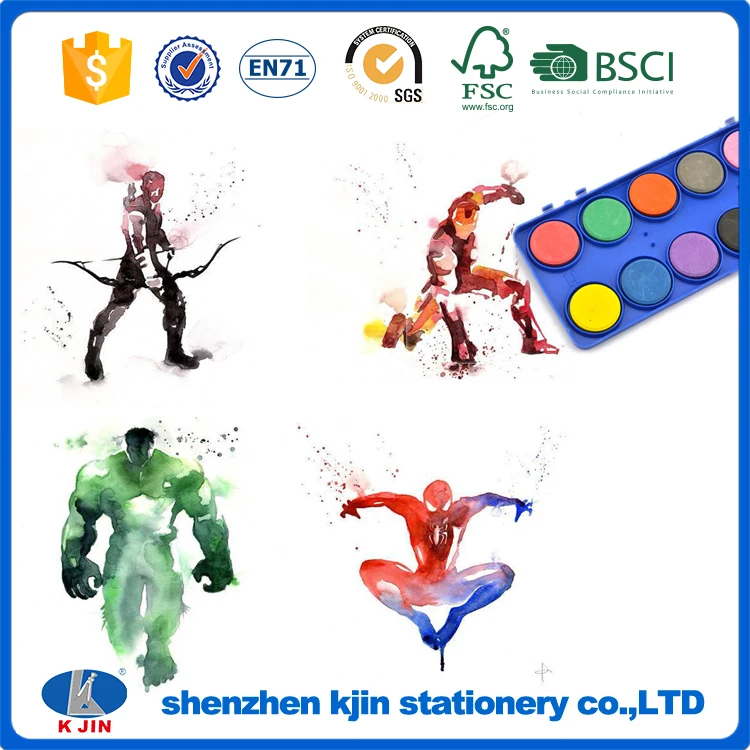 
transparent box packing solid 12colors drawing dry paint 