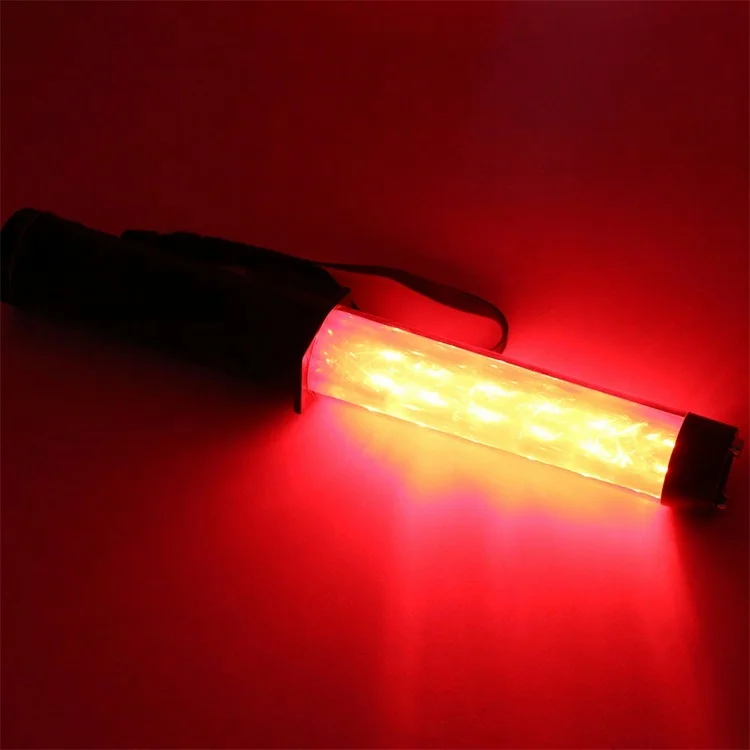 
Plastic rubber safety security red led wand police warning baton torch light led traffic baton with 3AA battery 