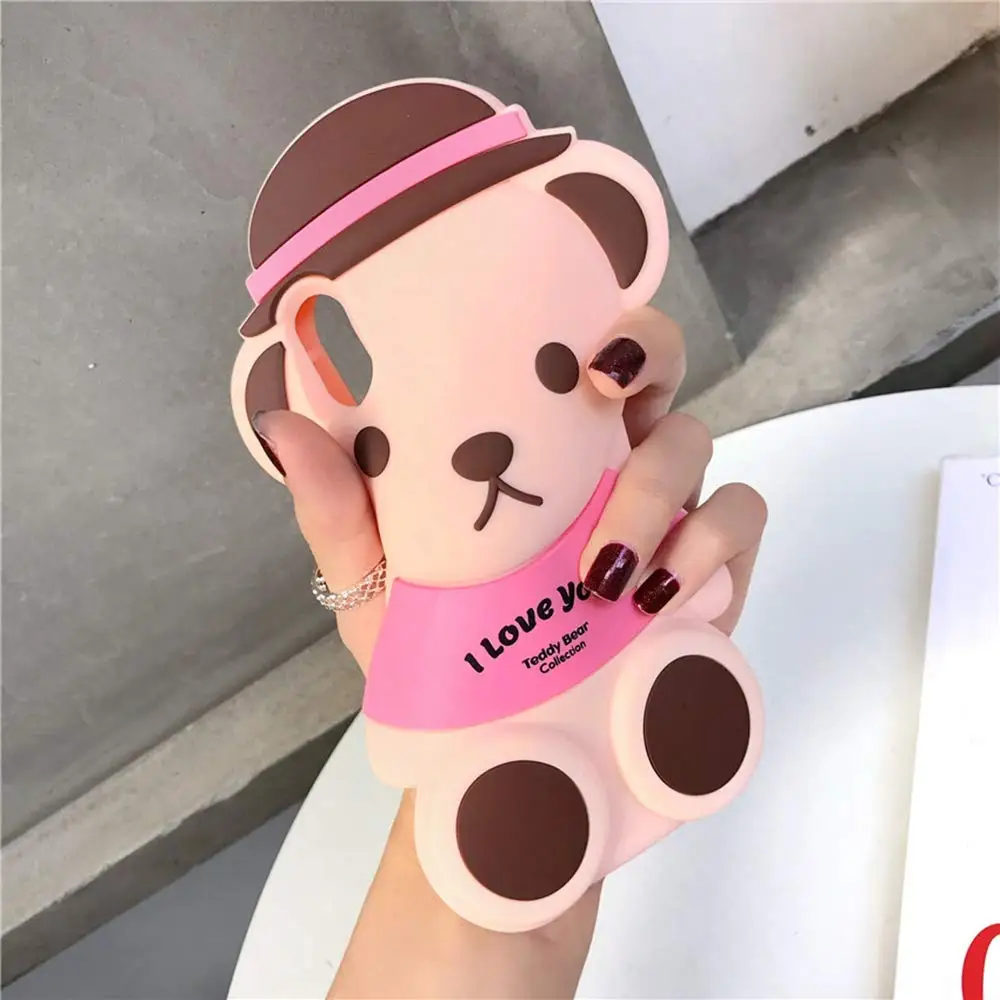 Cute Teddy Bear Cartoon Shaped Silicone Phone Case For Kids Girls