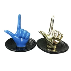 Finger Ceramic Jewelry Storage Tray Earring Trinket Dish  Hand Shape Ring Holder