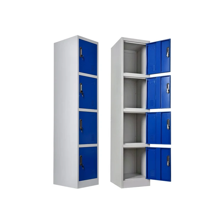 
school furniture cheap 4door steel or iron wardrobe design/ space saving 4door employee storage cabinet small metal locker 