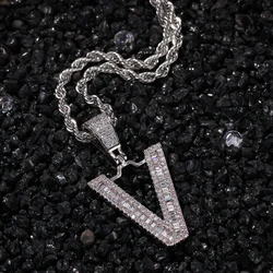Misterjewelry baguette jewelry wholesale custom diamond letter initial pendant necklace