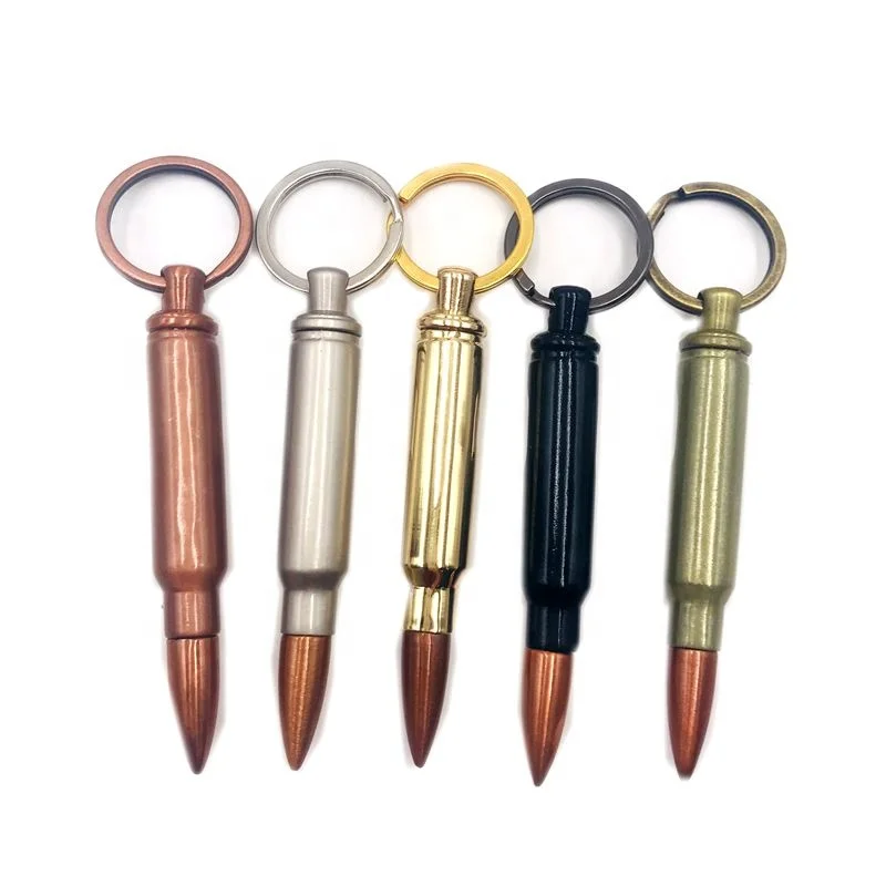 Hot sale metal bullet shape custom metal bottle opener keychain