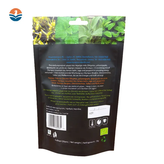 Zick Plastic Food Bags Manufacturer For Packaging With Window Tea Bag Envelope Paper