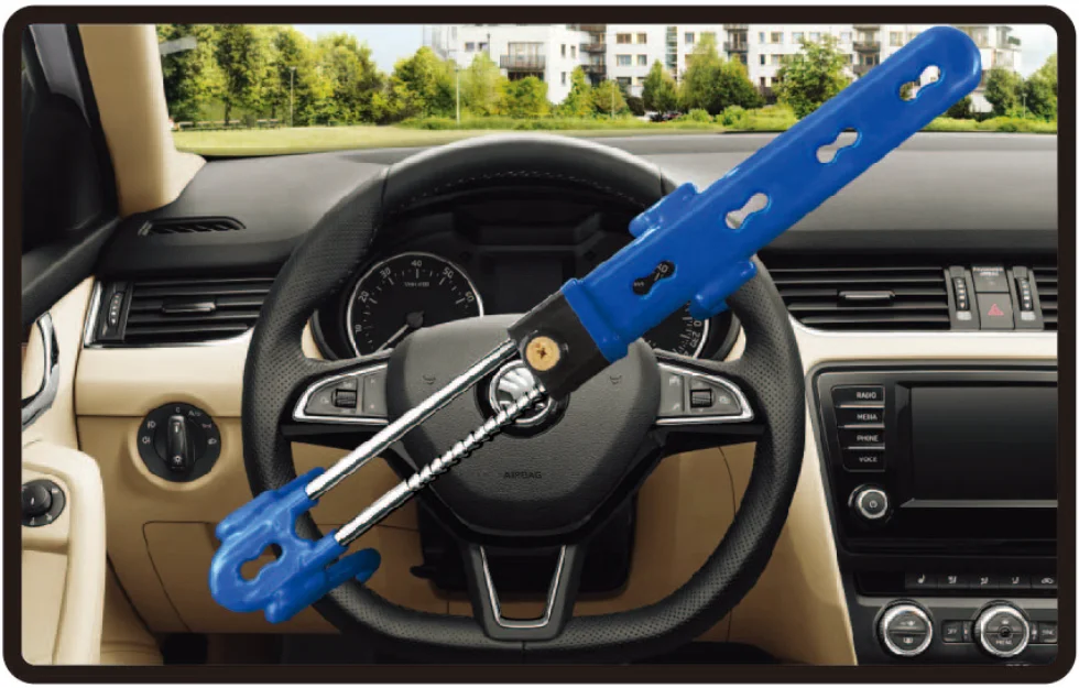 Twin-hook universal steering wheel lock