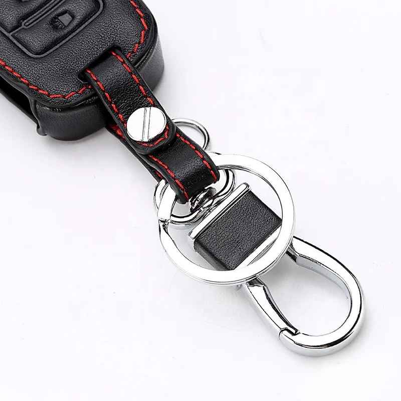 Leather Car Key Case For Opel Antara Chevrolet Captiva Folding Remote Fob Shell Cover Keychain Protector Bag Auto Accessories