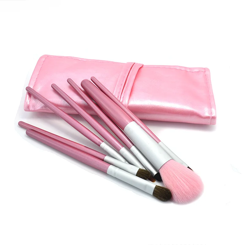 
private label high quality animal horse natural hair 7pcs makeup brush set with bag 