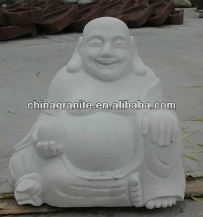 Открытый белый мраморный ребенка смеясь садовых статуй будды