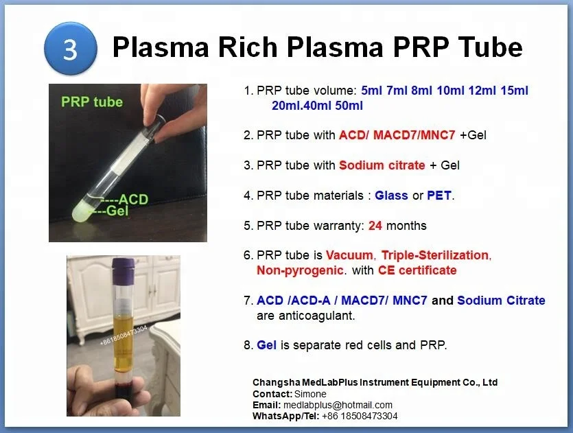 PRP platelet rich plasma centrifuge glass prp 8ml tube with acd and gel