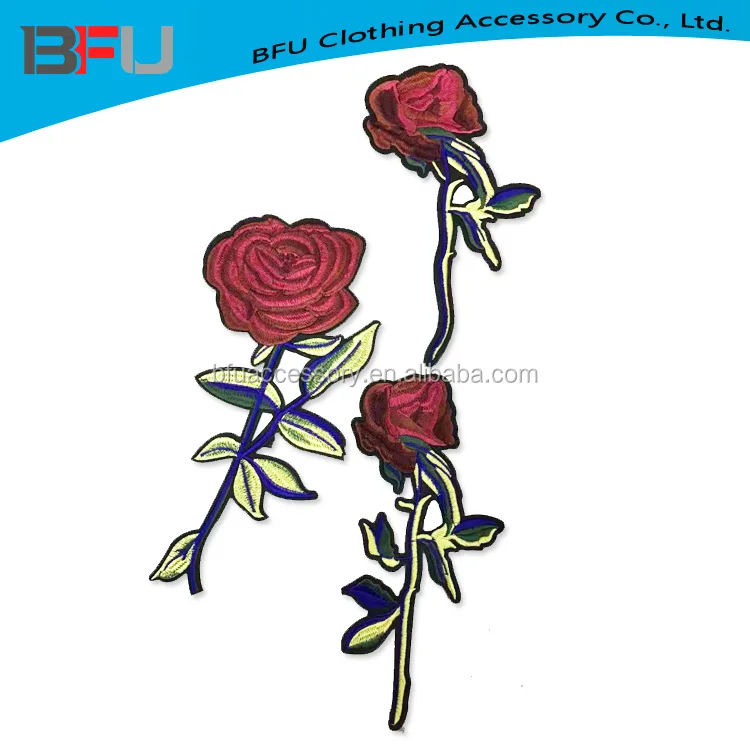 iron on embroidery patch flower design rose embroidery patches for clothing