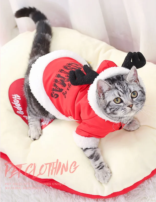 2018 New Design Christmas Cat Apparel Cute Reindeer Shaped Keep Warm Dog Clothes