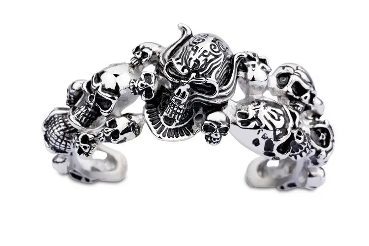 Azone statement jewelry stainless steel skull  cuff  bangle punk style bangle men