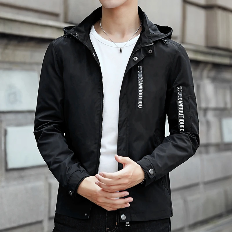
YIZHIQIU OEM Men Streetwear Jacket Black Windbreaker <span style=