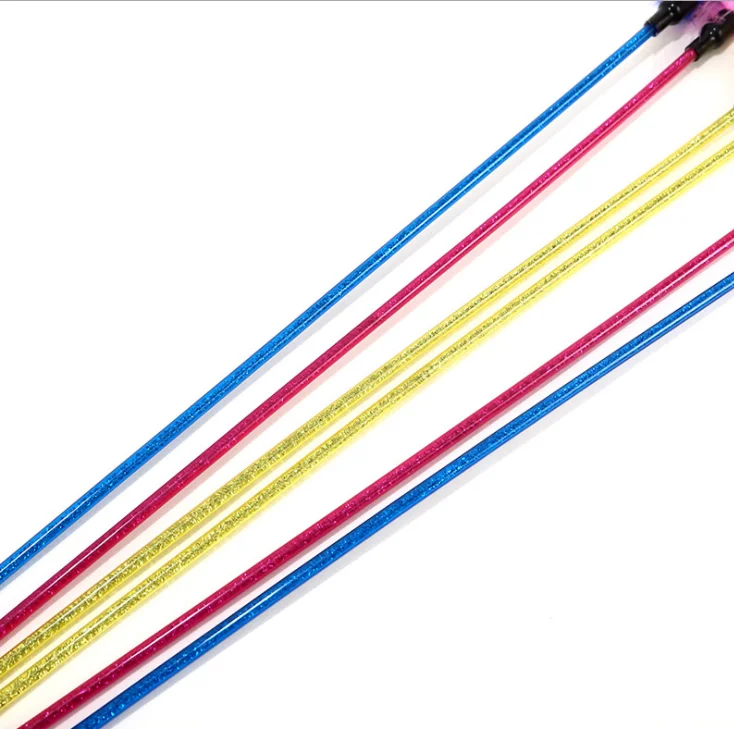 Cheap interactive cat teaser toy purely handmade peacock colorful feather bells for cat