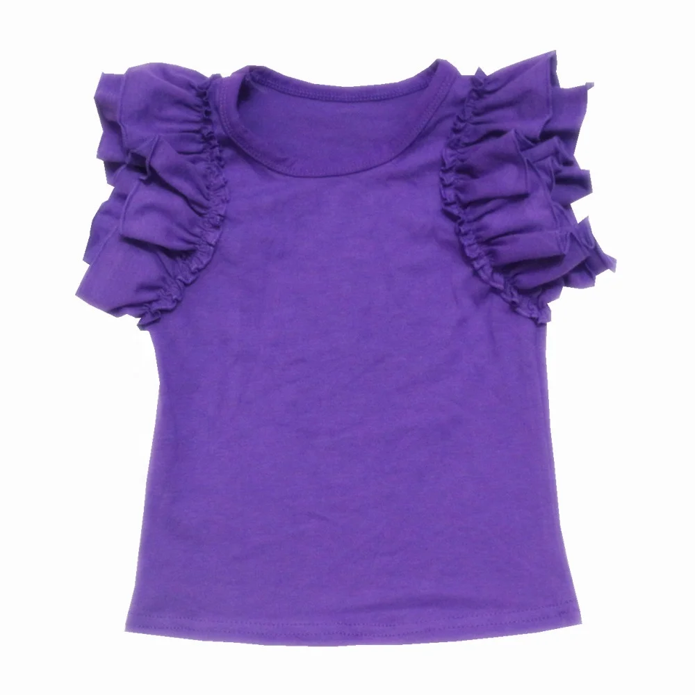 Модная майка для девочек разных цветов с оборками на рукавах, Детская эксклюзивная одежда, летний хлопковый детский жилет