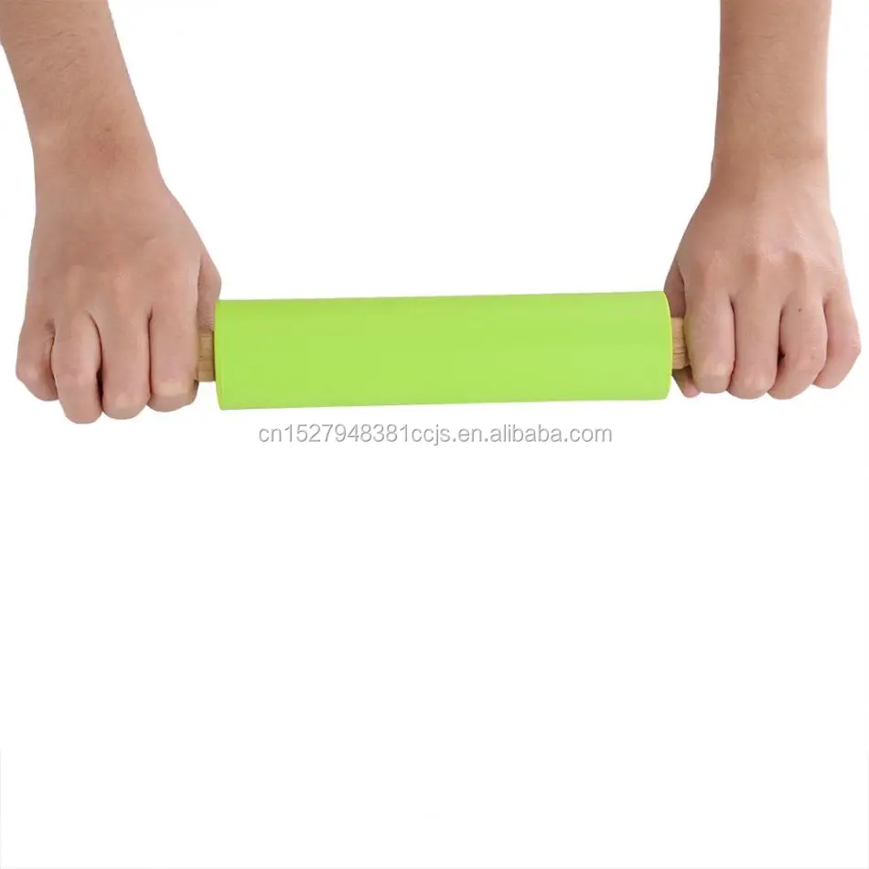 Silicone Rolling Pins with wooden handle Non-Stick Bakeware Fondant Rolling Pin with Plastic Handle Pastry Tools