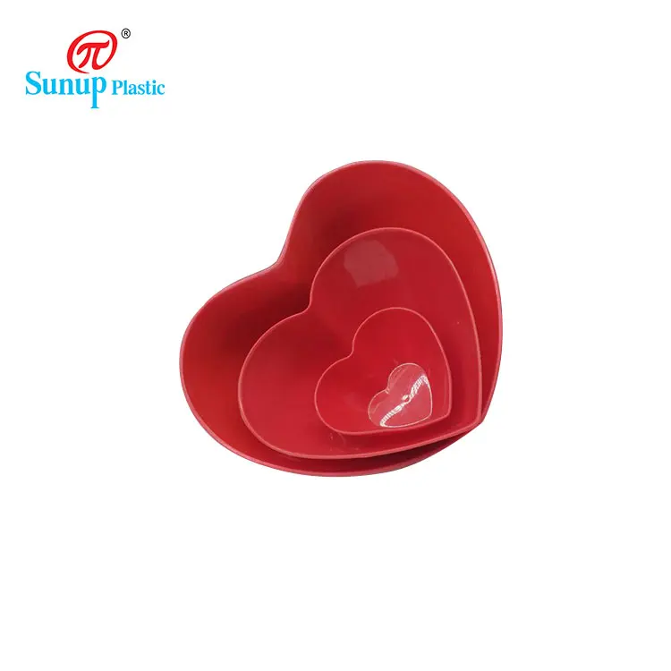 Eco Friendly Snack Candy Bowl Red Heart Shape Plastic Bowl