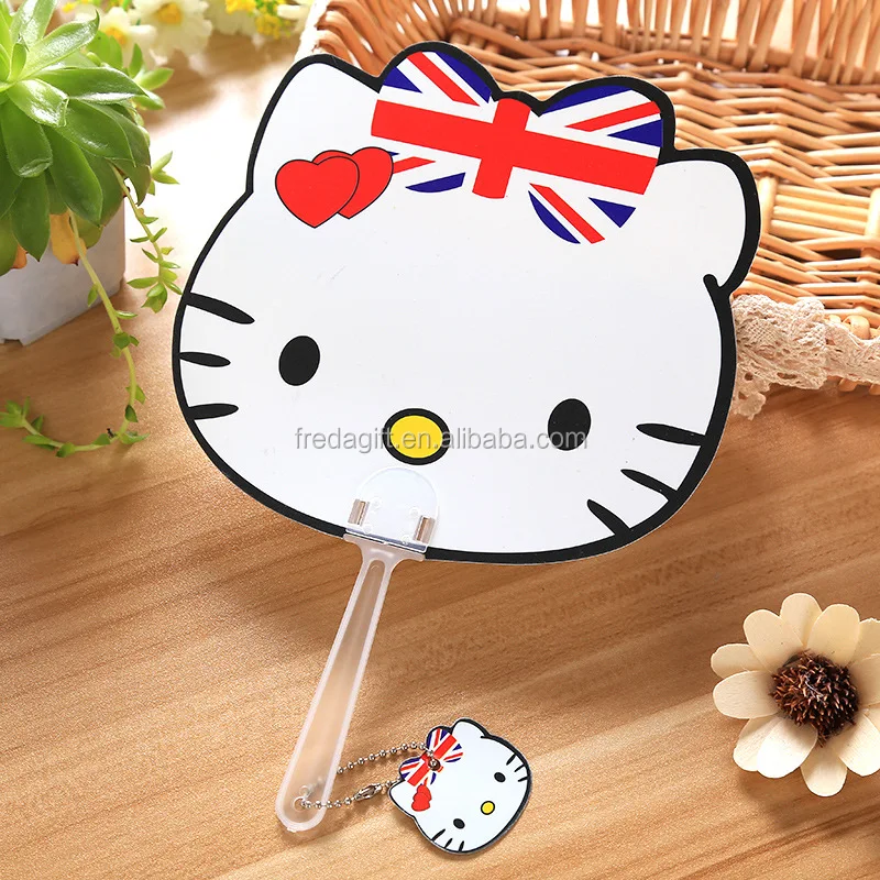 
OEM logo printing pp fan cartoon advertising Cheap PP/PVC plastic hand fan 