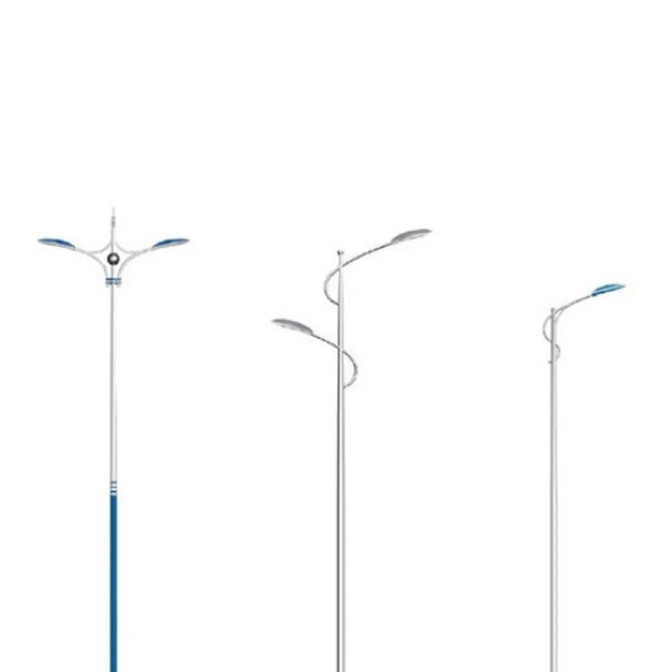 High Quality LED Q235 galvanized steel Octagonal street lighting pole with single or double arm