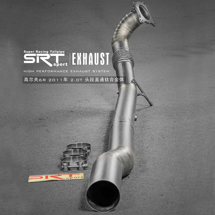 super racing tailpipe flexible exhaust pipe for Volkswagen Golf 6 full section downpipe cat back with quad double tip