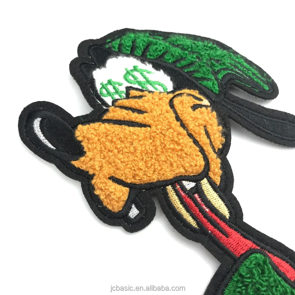 Wholesale iron on custom logo embroider embroidered towel chenille cute clothing custom patches embroidery