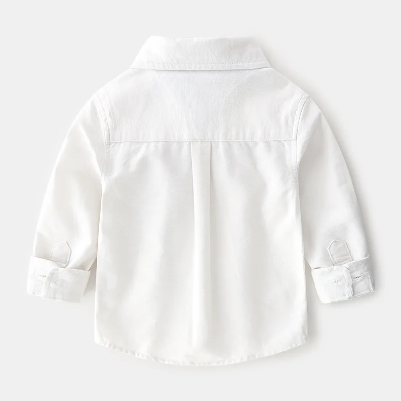 
Spring Autumn Solid Color Cotton lapel Long Sleeve England Baby Kids Children Birthday Shirts Boys clothing 