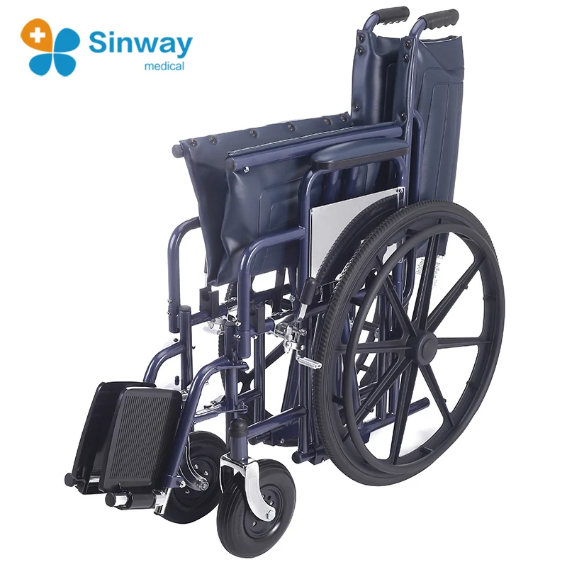 Steel Folding Bariatric  Medical Adjustable Folding Footrest Wheel Chair Wheelchair For Disabled People