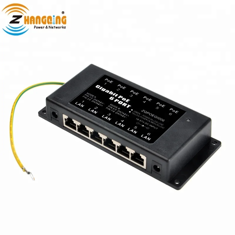 6 портов мульти порта пассивный Gigabit PoE инжектор для ip-камер коммутационная панель