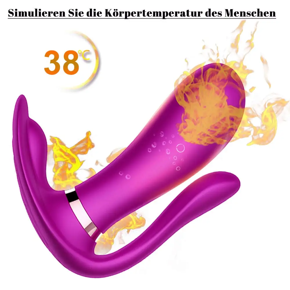 High quality strap on dildo for women wireless butterfly vibrator USB rechargeable vibrator with heating