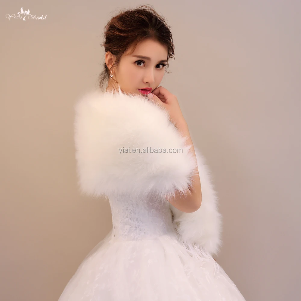 
LZP195 Lovely Off Shoulder White Fur Bolero Winter Wedding Cape 