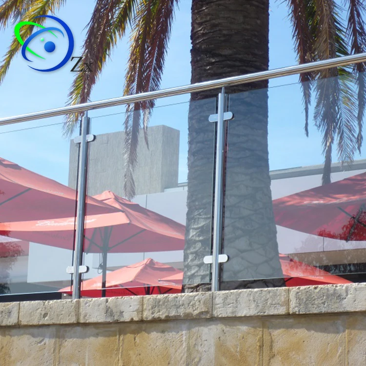 12mm toughened deck Glass Handrail Railing /Mirror 316 stainless steel post  Balcony 6+1.52PVB+6mm  laminated Glass Balustrade
