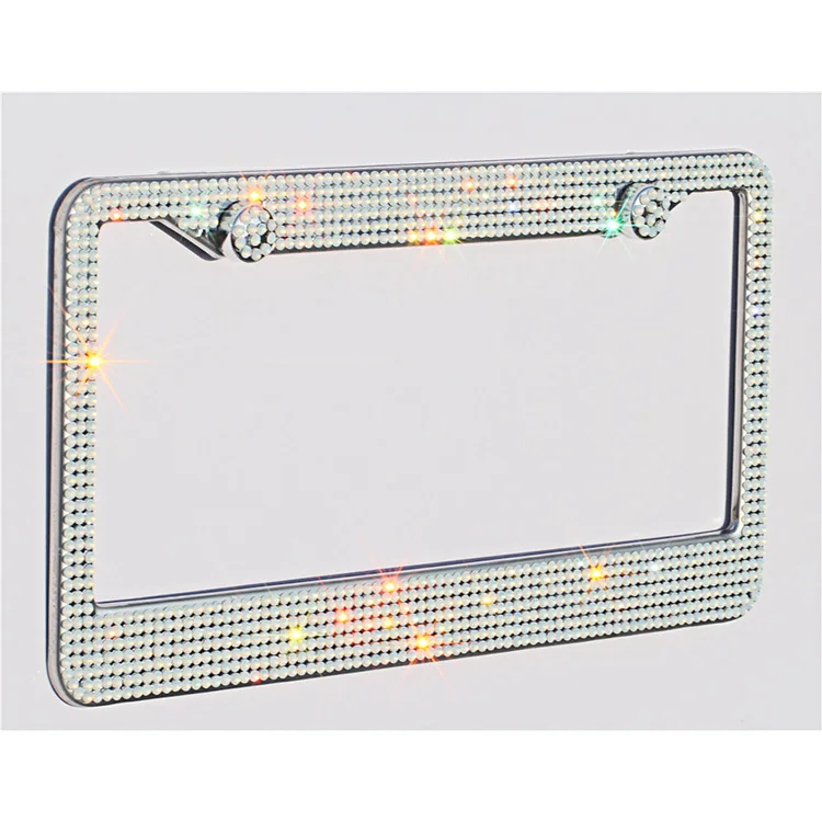 White Opal Bling License Plate Frame