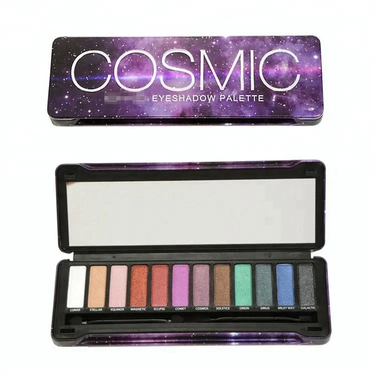 custom logo professional magnetic makeup eyeshadow tin palette 12 colors with mirror and embossed Logo