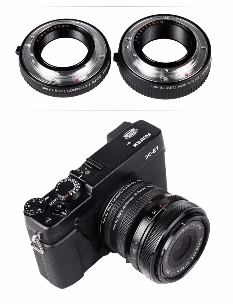 VILTROX DG-FU Auto Focus AF Lens Adapter Mount for Fujifilm X Mount Macro Lens Extension Tube Ring 10mm 16mm Set Metal Mount